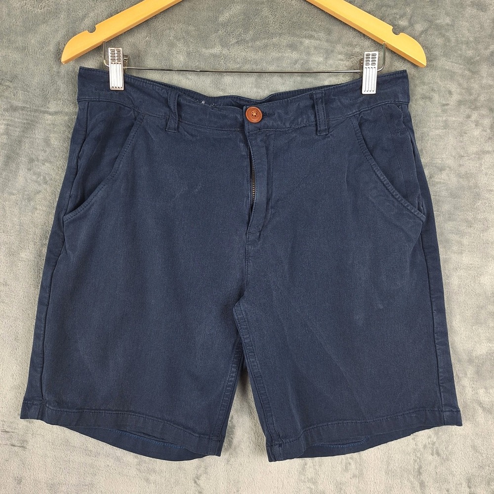 Mugsy Shorts 32 Navy Blue Morgans 8" Chino Stretch Preppy Golf‎ Business Casual